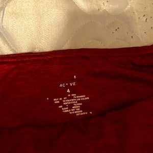 Torrid active pants, capri/cropped, ballet tie at leg, deep red